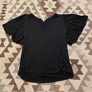 Bordeaux Flutter Sleeve V Neck